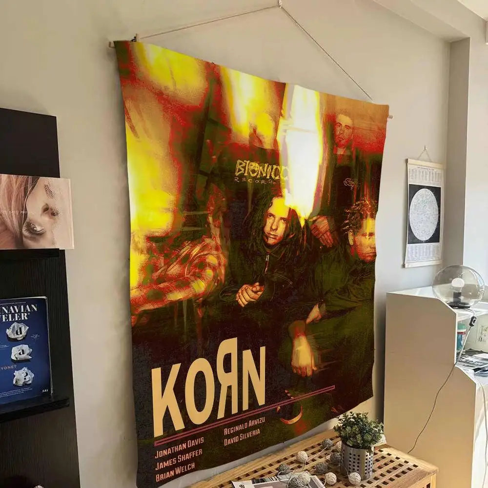 K-korn-Rock Band Anime Wandteppich Hippie Blumen Wandteppiche Wohnheim Dekor Wandbehang Heimdekoration