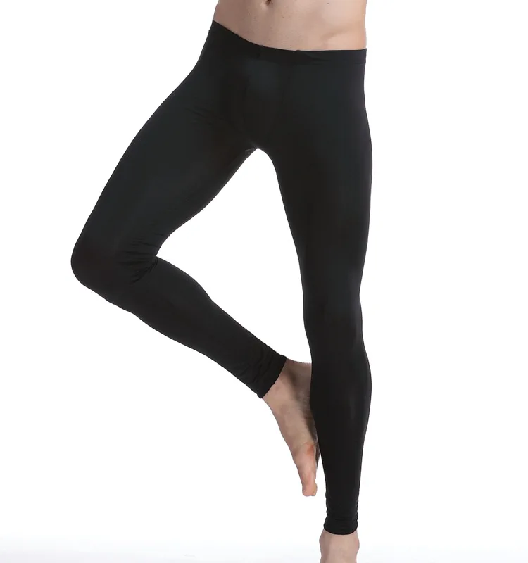Manufacturer men's underwear home trousers ice silk mid-waist tight shot fashion long johns 007-QK