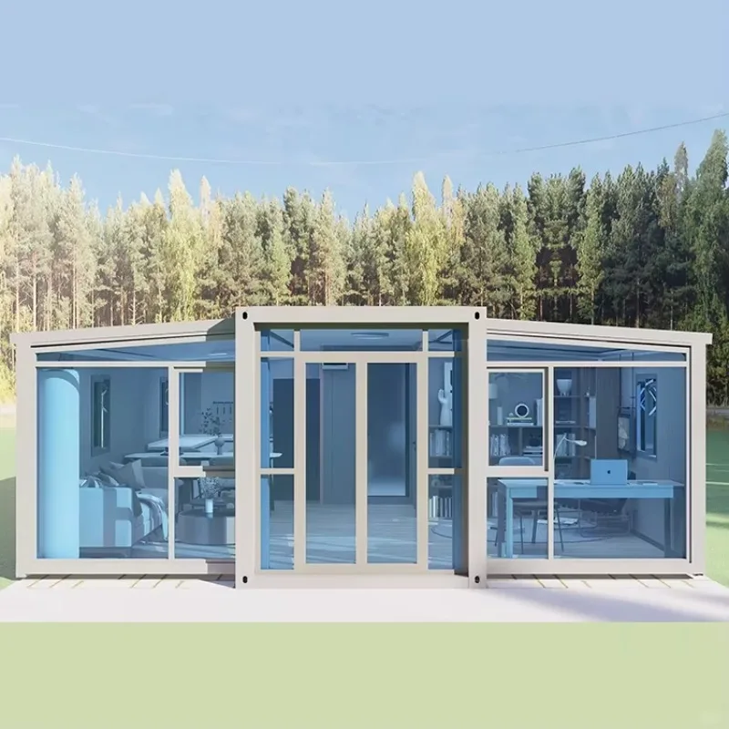 Tourist Resort Foldable Prefab House Landscape Matching Exterior Design Wind Rain Resistant Modular Cabin For Scenic Supporting