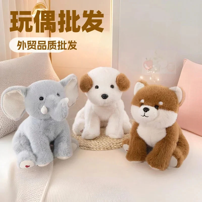 

Cute Kawaii Sitting Posture Akita Labrador Elephant Plush Toy Stuffed Plaything For Kids Birthday Gift Sleep Comforter For Girls
