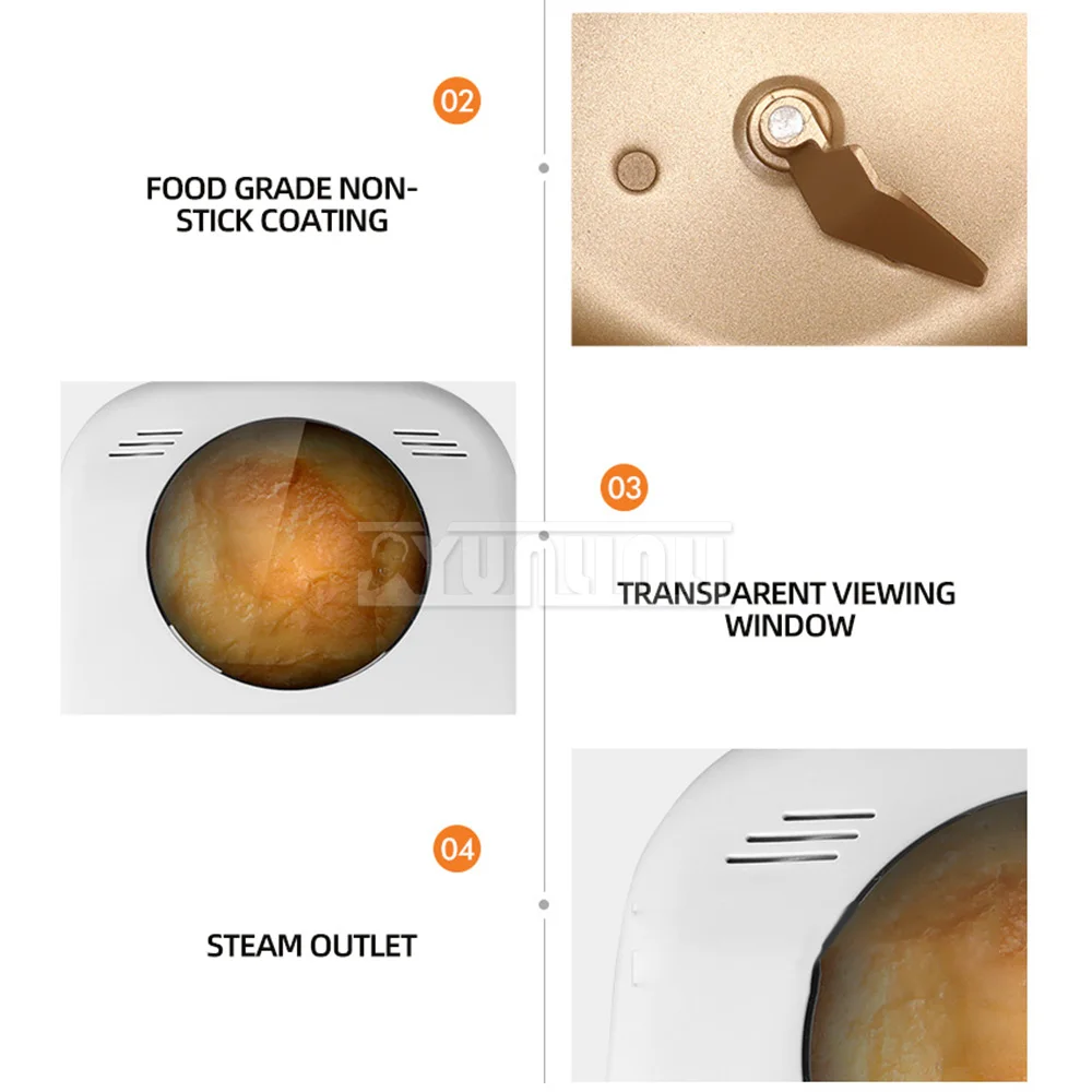 Automatic Multifunction Bread Maker Household Intelligent Dough Mixer Kitchen Cooking Appliances