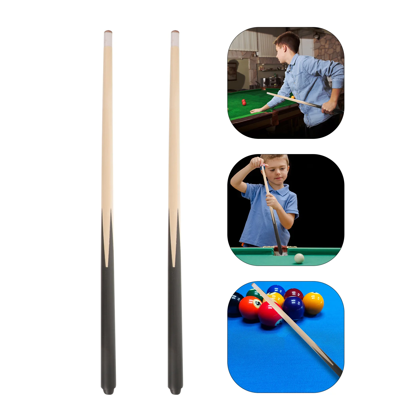 

2 Pcs Children's Billiard Stick Superior Control Pool Cue Short Glass Maximum Convenience Sticks Wood