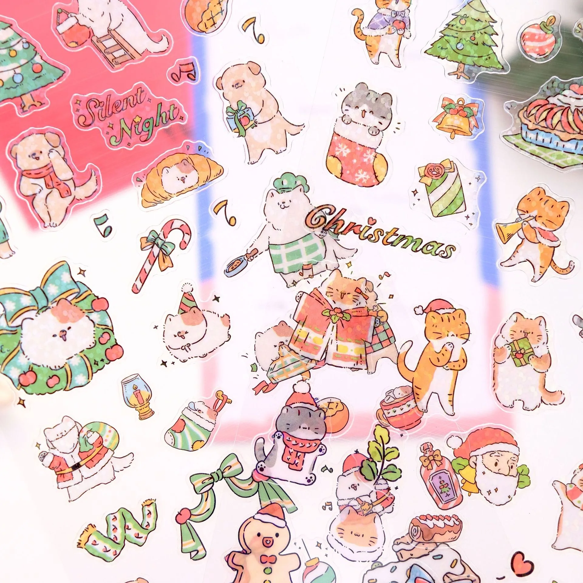 Nekoni New 2023 Christmas Merry Glitter Scrapbook DIY Collection Small Gift Flat Adhesive Stickers