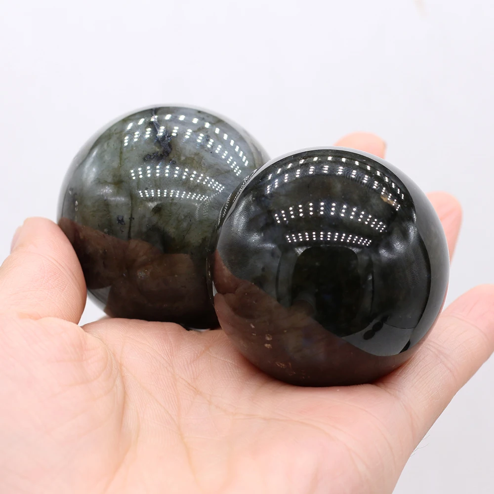 

1PC Energy Natural Flash Labradorite Bead Ornament Ball Shape Crystal Stone Beads FengShui Healing Guardian Gem Home Decoration