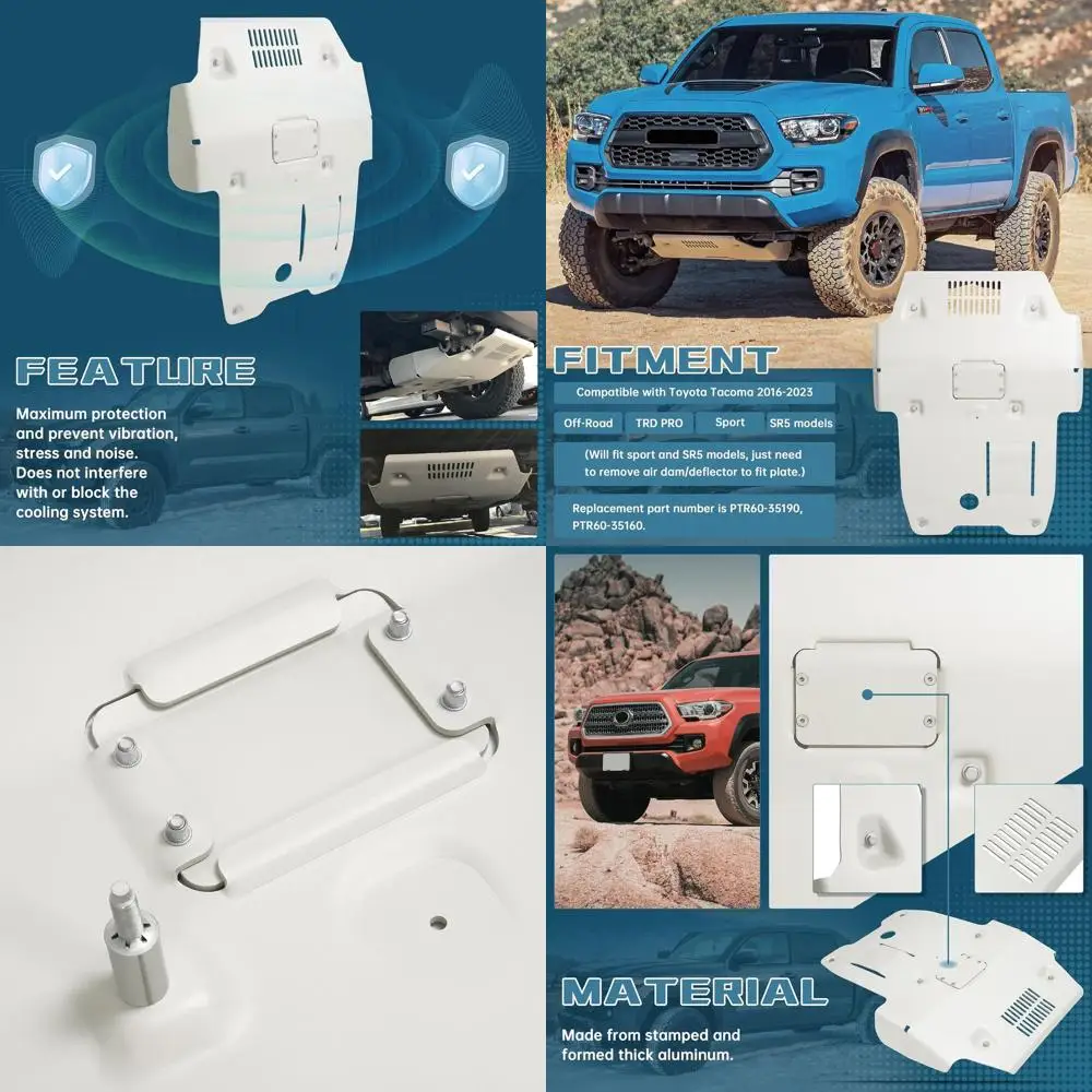 

Защита передней защитной пластины, совместимая с заменой Toyota Tacoma 2016-2023 годов для PTR60-35190, PTR60-35160 алюминиевого порошкового цвета