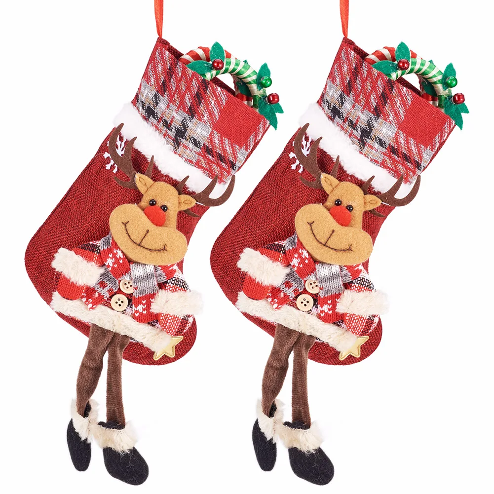 2/3Pcs Christmas Theme Non-woven Fabrics Bags Candy Storage Supplies Christmas Stocking Christmas Navidad Decoration New Year