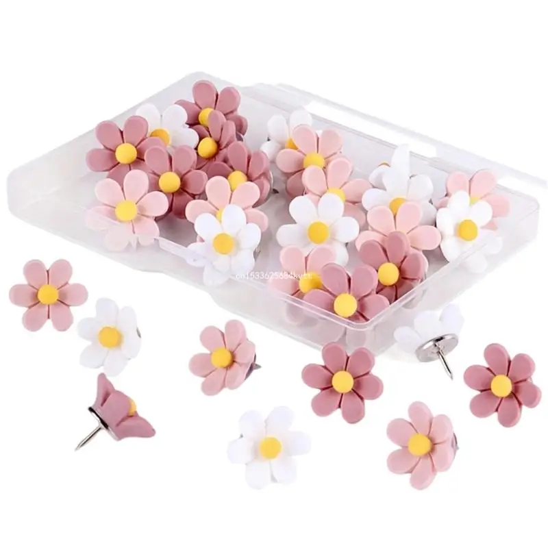 

20/30Pcs Flower Push Pins for School Office Bulletin Board Cork Board Notice Board Pin Drawing Pins Map Pins for Dropship