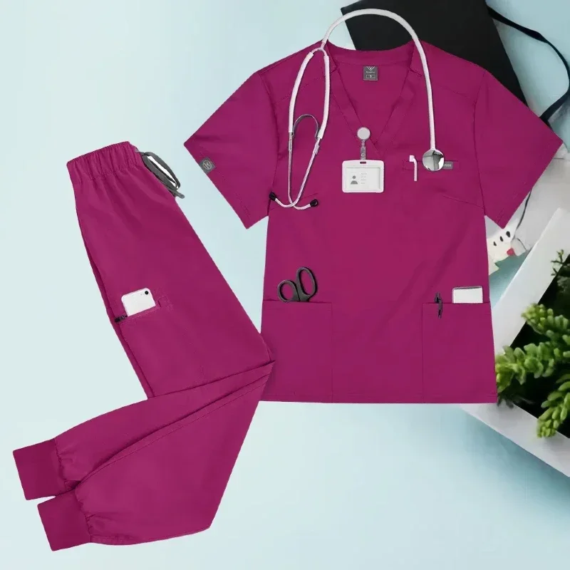 Acessórios de enfermeira fino ajuste esfrega conjuntos feminino uniformes médicos hospital médico roupas clínica dentária workwear pet ternos cirúrgicos
