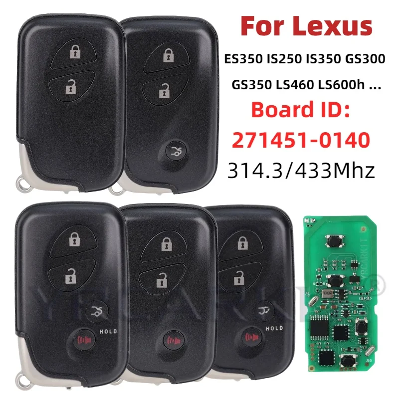 For Lexus ES350 IS250 IS350 GS300 GS350 LS460 LS600h LX570 Smart Remote Car Key Keyless Go Fob 27145-0140 4D Chip 314.3 /433MHz