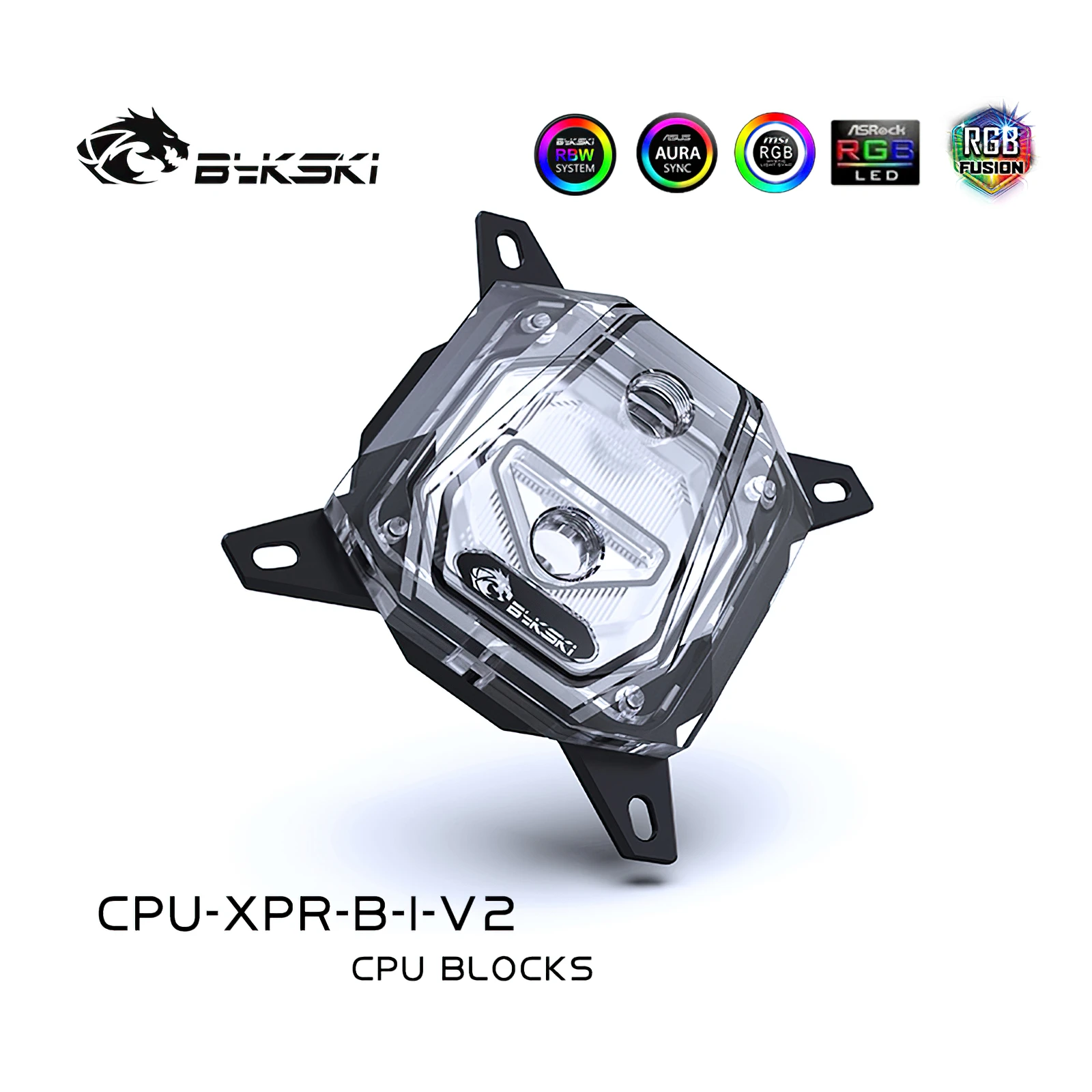 Bykski-CPU Liquid Cooling Block, RGB Cooler para Intel 115x1200, 1700, 20xx, CPU-XPR-B-I-V2