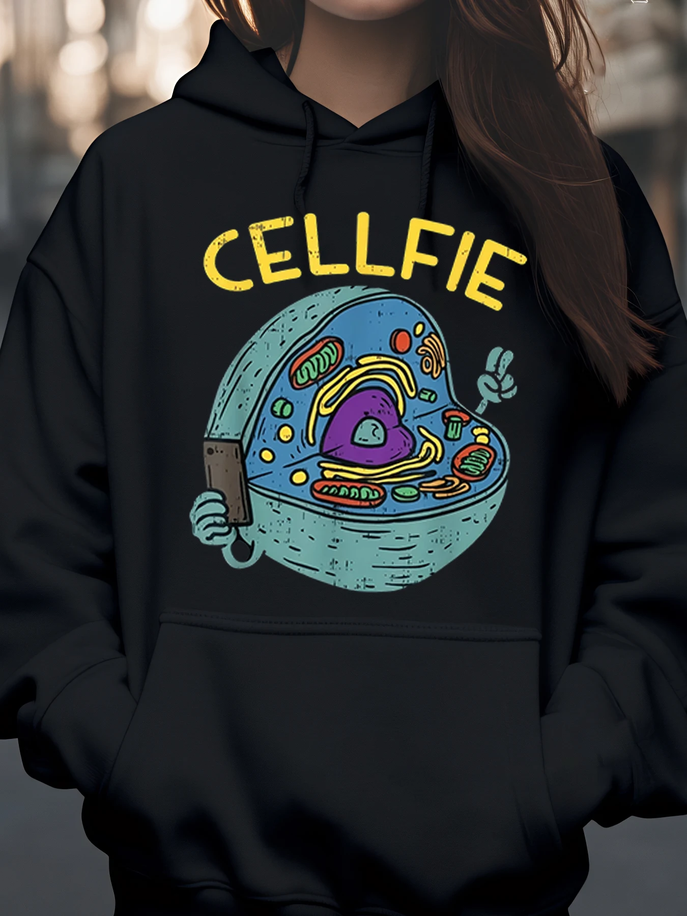 

Толстовка с капюшоном с принтом Cellfie Cell Biology, повседневная одежда на научную тематику для студентов и учителей