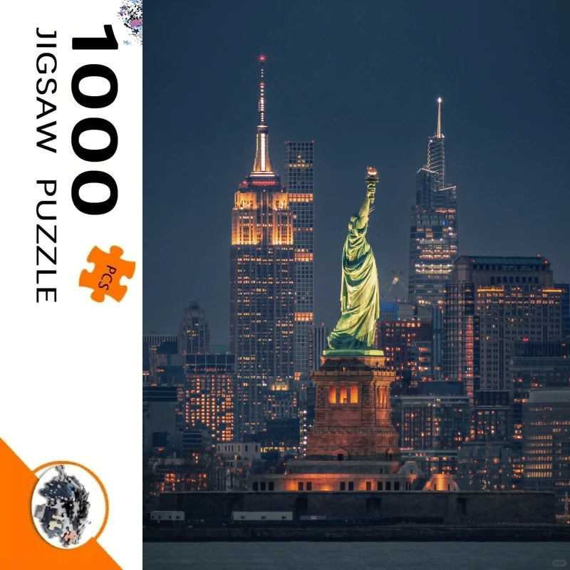 

500/1000 pcs Jigsaw Puzzle Statue of Liberty & New York Skyline Night Educational Toy for Kids Children 's Games Christmas Gift
