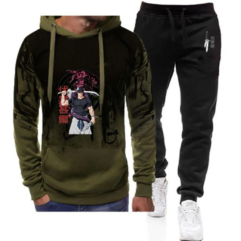 

2025 Spring And Autumn Man's Fushiguro Toji Jujutsu Kaisen Logo Print Street Classic Gradient Color Hoodies Pants Suits