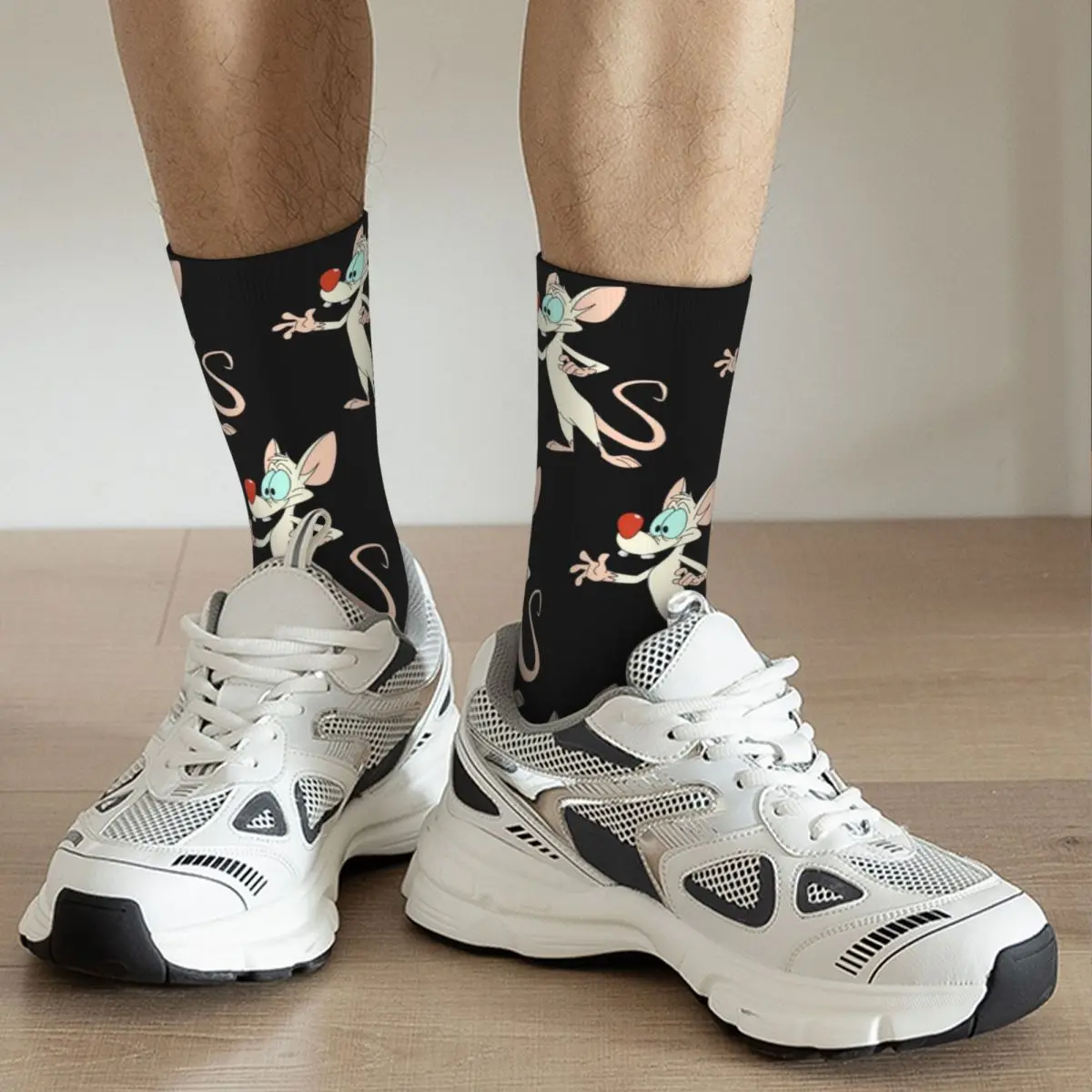 Women Pinky And The Brain Socks Cotton Funny Happy Cute Mouse Socks Harajuku Stuff Middle TubeStockings Birthday Present