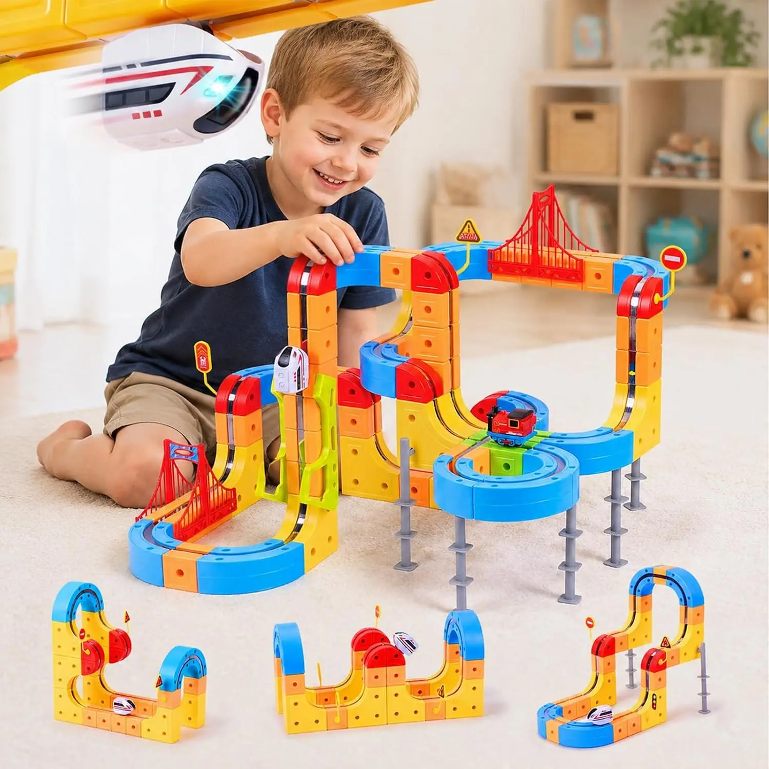 Electric Magnetic Levitation Train Set for Kids - Anti-Gravity DIY Assembly Magnetic Assembly Track Educational Toy for Boys
