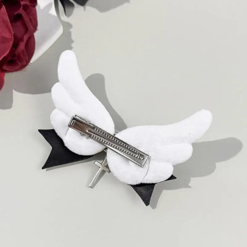 

A52E Baby Girls Hair Bows Clip With Angel Wing Gentle Nonslip Grip Ribbon Costume Accessories For Toddler Infants