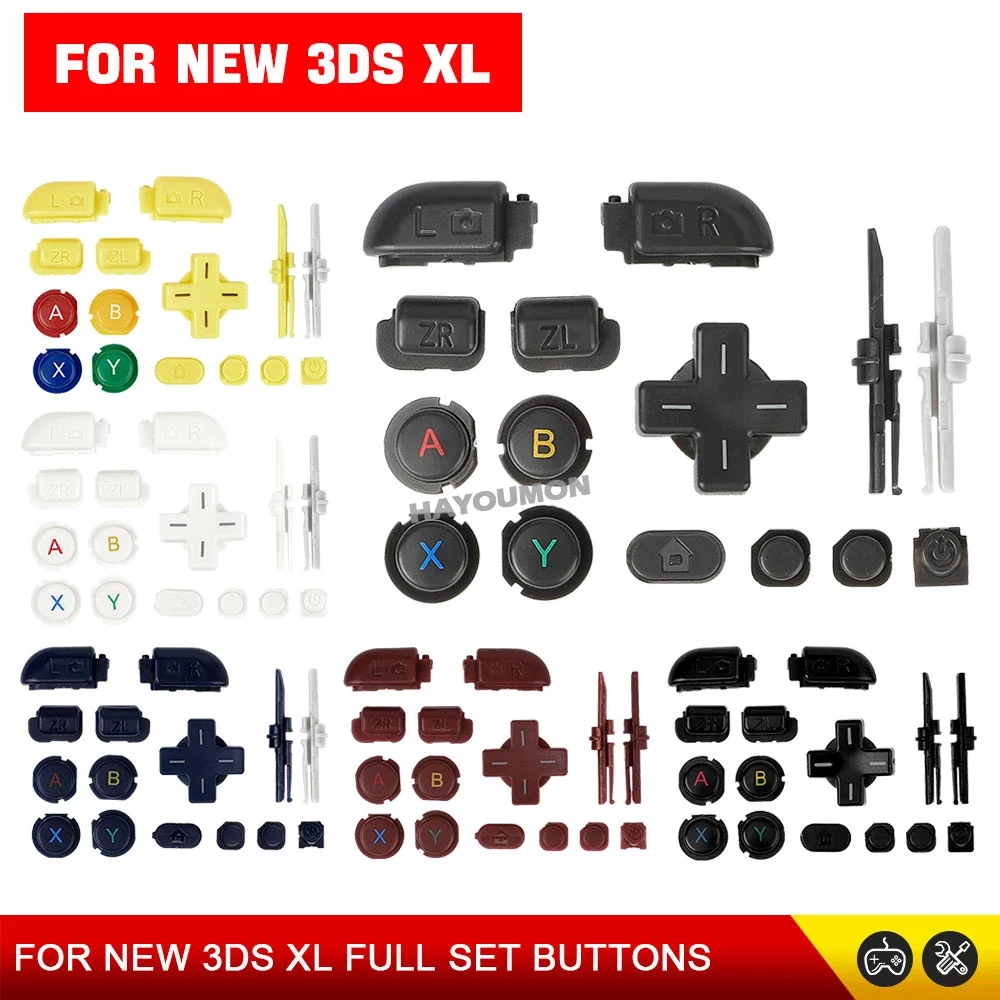 6 COLORS ABXY L R ZR Full Set Buttons For NEW 3DS XL LL Yellow/Black/Blue/White/Red/Grey Replacement Buttons For New 3DS XL LL