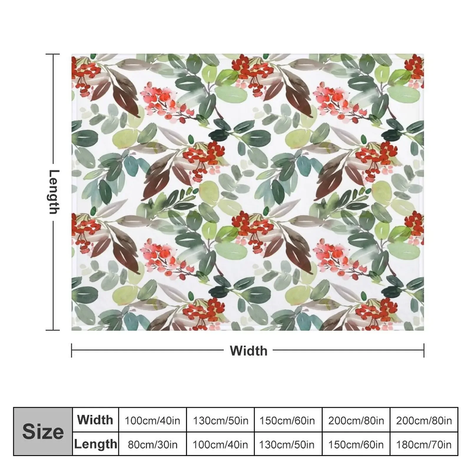 Watercolour Rowan Berries Throw Blanket For Decorative Sofa blankets and throws wednesday halloween Blankets