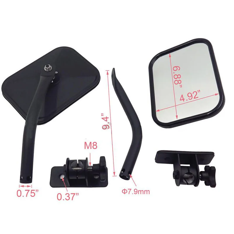 Rectangular Mirrors for Jeep Wrangler TJ JK JKU 1997-2018,Side Rearview Mirror Rugged Ridge Door Off Mirror Easy-Install