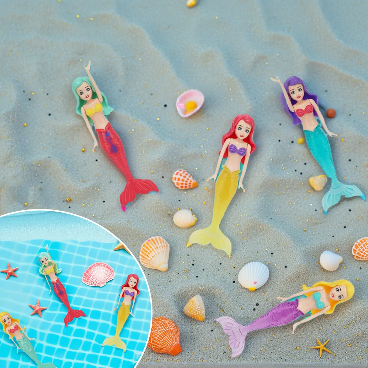 Neues Meerjungfrau-Tauchspielzeug, 2/3/4 Stück, buntes Badespielzeug, zum Spielen im Wasser, Pool-Schwimmspielzeug, 2 steigende Modi, Spiele für Kleinkinder, Kinder, Geschenk – Detail 4