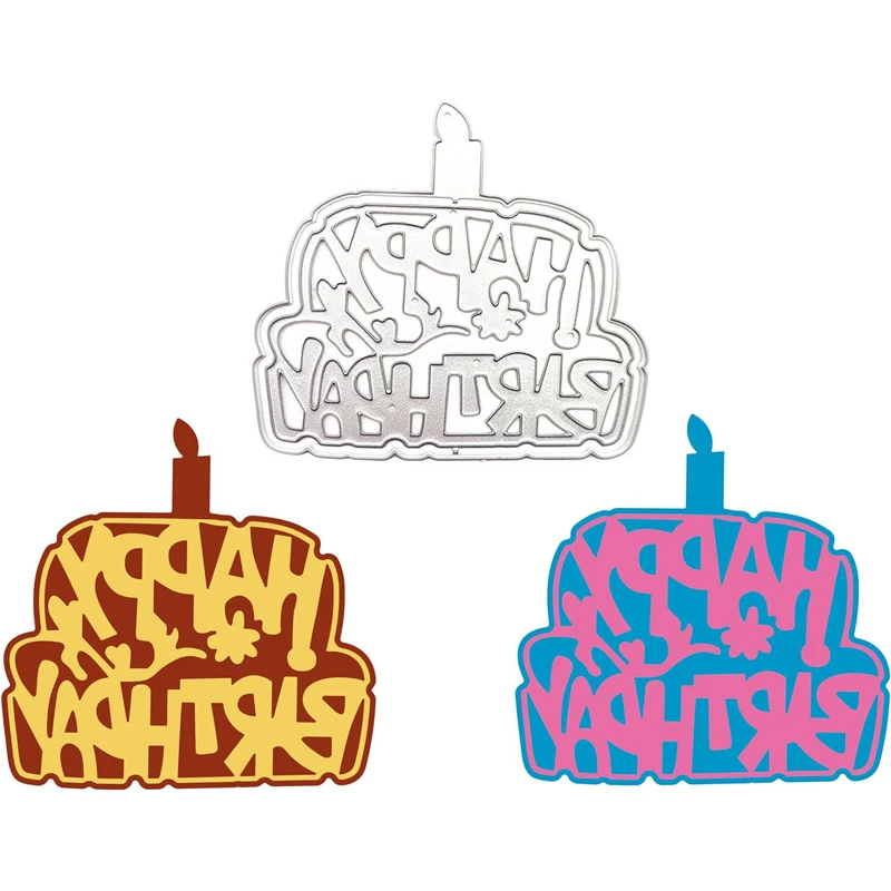 

Happy birthday Cake die cutting Card making Metal cutting mold Template for DIY Clipbook Album paper decoration