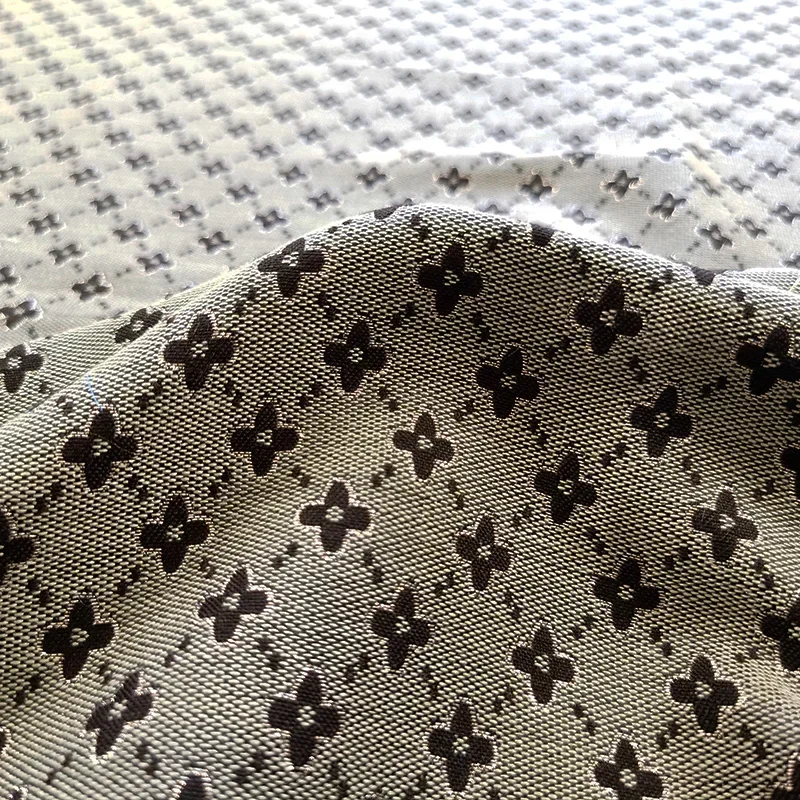 

Jacquard Brocade Forged Fabric Gold Silk Small Four-leaf Polyester for Suit Fall Winter Dress Fashion Cloth Diy by the Yard