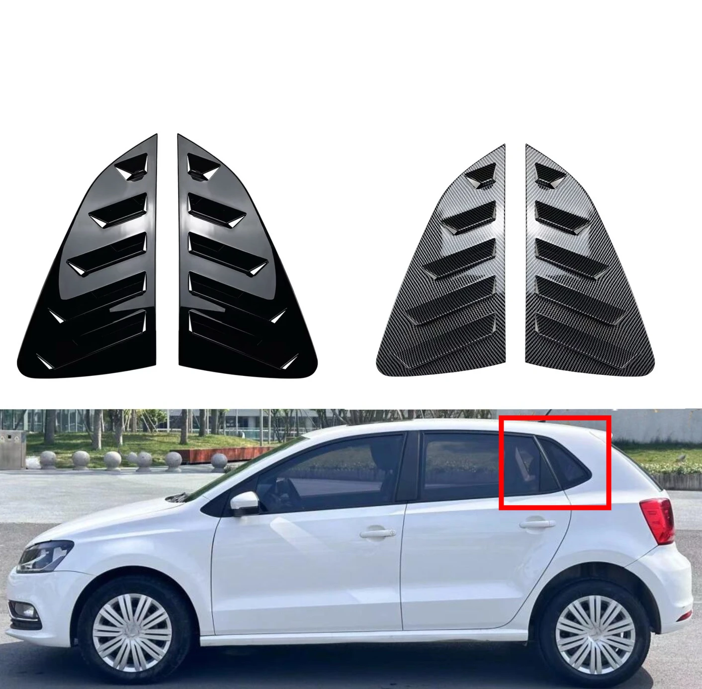 

Car Rear Window Shutter Cover Fit For VW Polo MK6 2018 2019 2020 2021 2022 2023 Stickers Louver Decoration Modified ABS