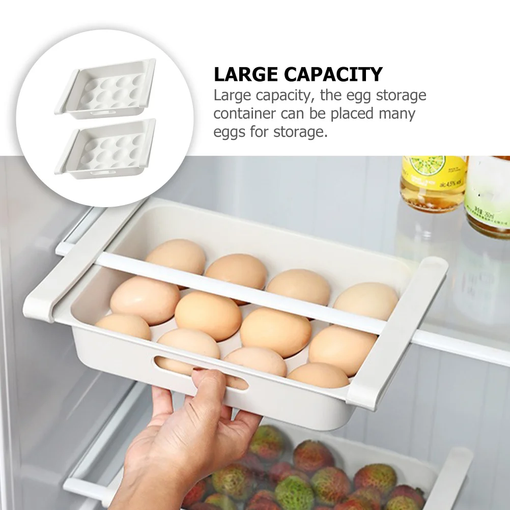 

2Pcs Egg Containers Drawer Type Refrigerator Storage Boxes Organizer Multigrid Case Egg Drawer for Refrigerator