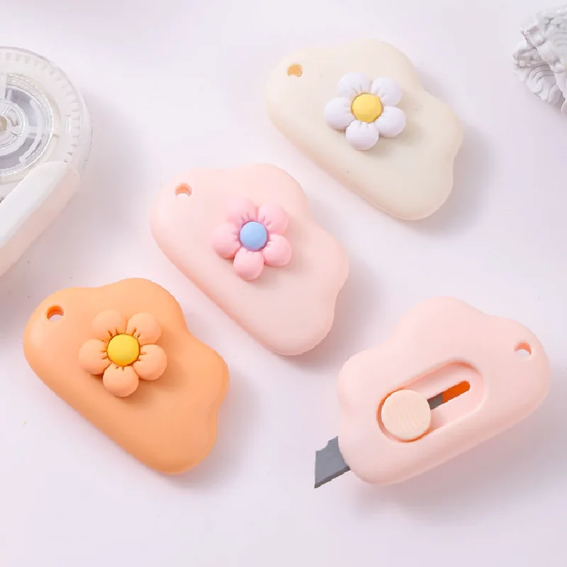 Mini Cuchillo Utilitario en Forma de Nube, Cortador de Papel Retráctil para Sobres, Oficina, Escuela, Suministros de Papelería
