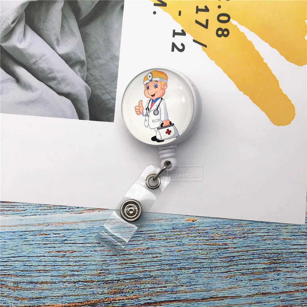 

Elastic Cute Exhibition Doctor Nurse Name Card Office Supplies Card Case Badge Clip Retractable Badge Reel ID Card Holder