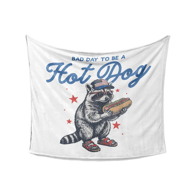 Aertemisi Bad Day to Be a Hot Dog Throw Blanket Humorous Independence Day  Soft Fleece Blanket for Couch Bedroom