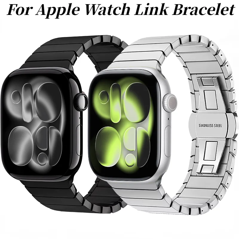 

Metal Link Bracelet Strap for Apple Watch Band 49mm 45mm 44mm 41mm 42mm 46mm Wristband Belt iWatch Ultra 3/2 11 10 9 8 7 6 5 SE3