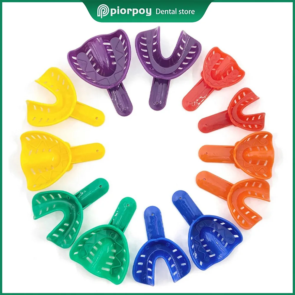 

PIORPOY 12Pcs Dental Impression Trays Disposable Plastic Colorful Durable Plastic Teeth Holder for Adult Children Dentistry Tool