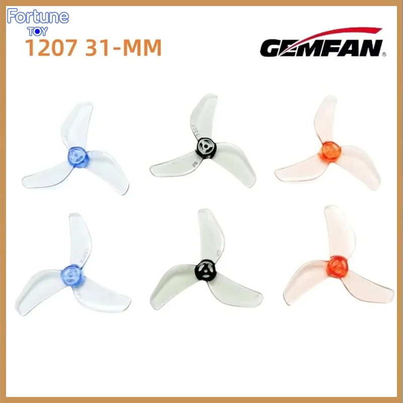 Gemfan 1207-Tri Blade Propellers 31mm 4 pairs Mini Props Replacement Parts for Tinywhoop Air65 FPV Tiny Whoop Racing Drone