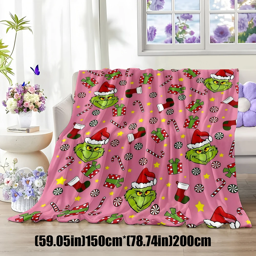 Christmas G-Grinch-S  Flannel Blanket Warm Soft Halloween Christmas Couch Warm Cozy Decorative Decor Gift for All Season