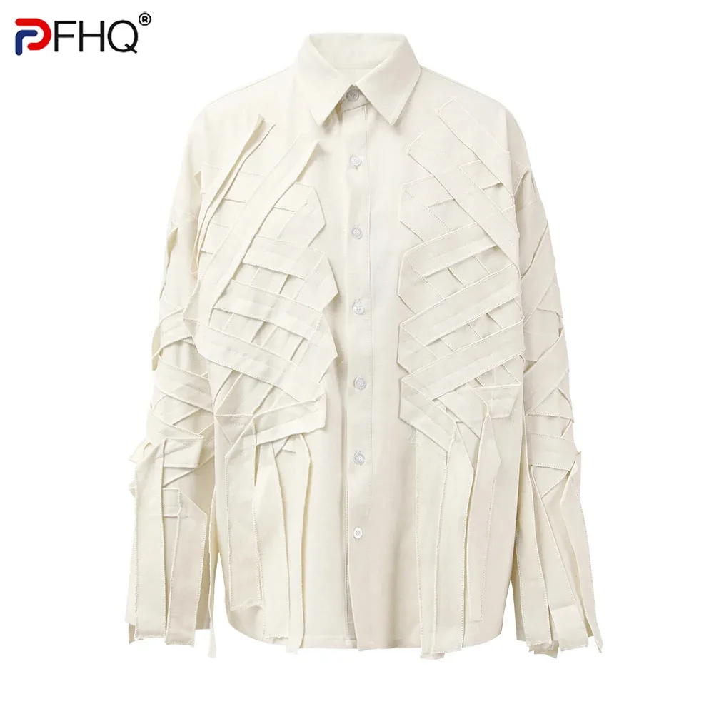 PFHQ Long Sleeved Non Ironing Solid Color Men\'s Shirts Haute Quality Turn-down Collar Loose Casual Button Tops Summer 21Z4309