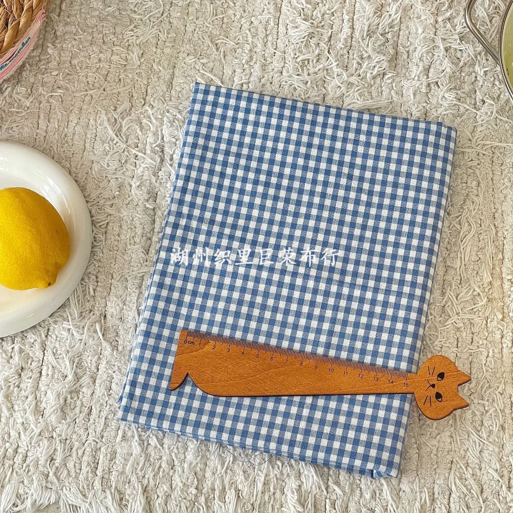 140x50cm Blau Karierter Gewaschener Baumwollstoff für Damen und Kinder, DIY Kleidung, Taschen, Nähen, Textilzubehör – Detail 6