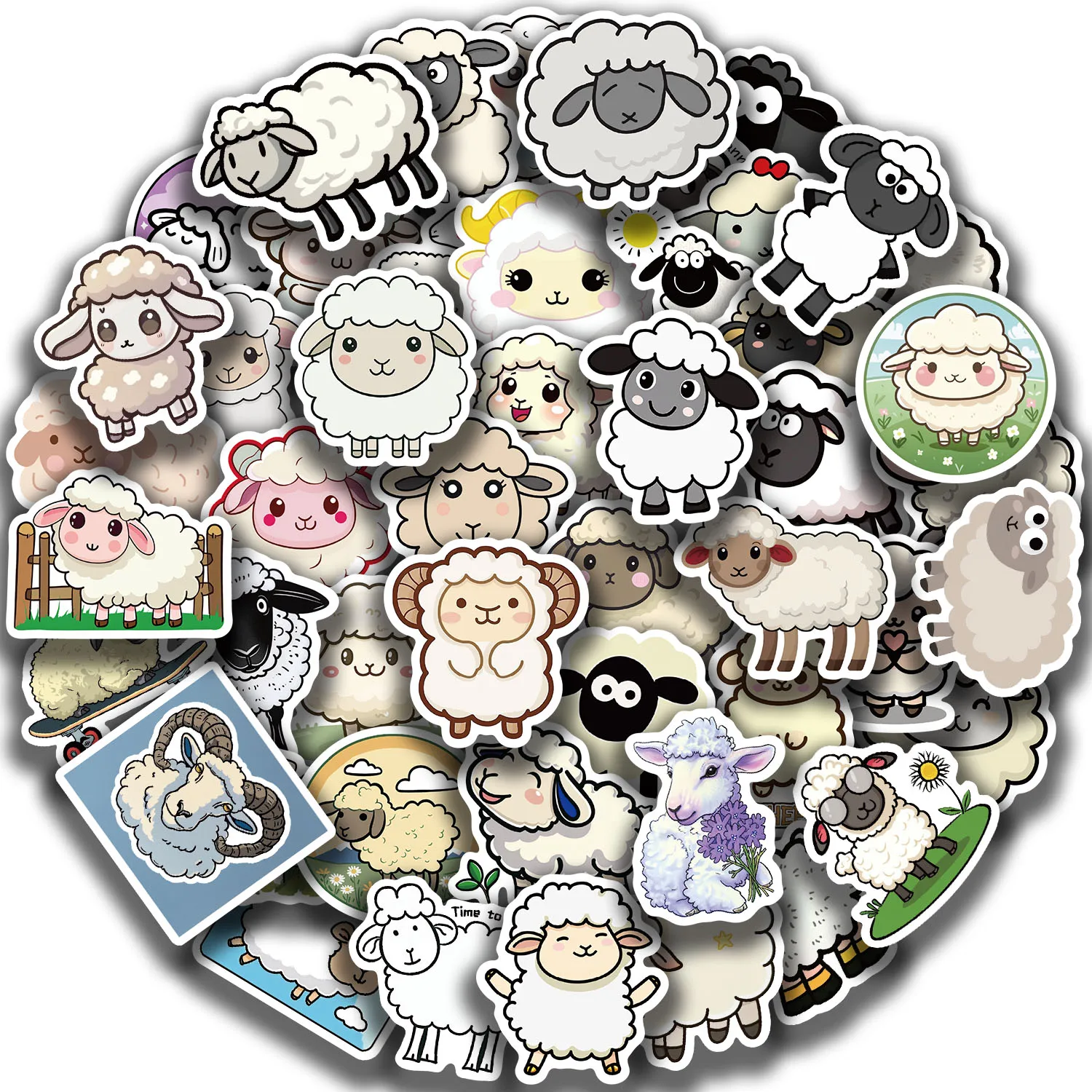 

56pcs Cartoon Sheep Stickers For Journal Stationery Scrapbooking Supplies Lamb Goat Sticker Craft Scrapbooking Decals