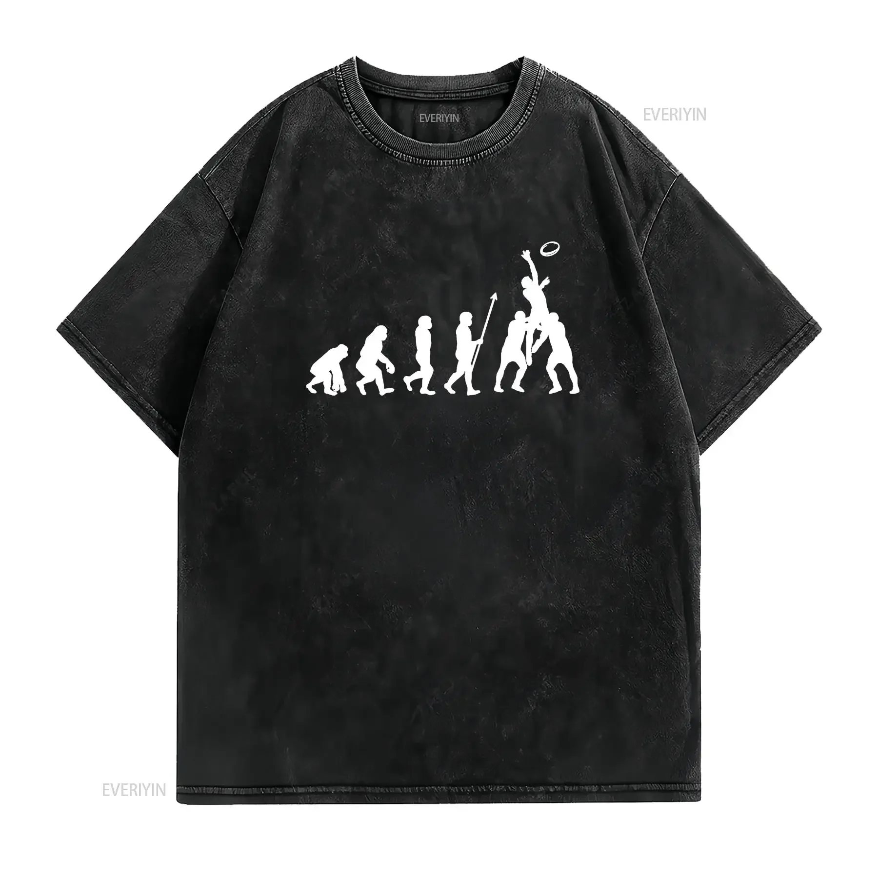 Evolution Of Rugby T shirt vintage Washed graphic Unisex homme Casual Versatile Stretched Comfortable designer clothes