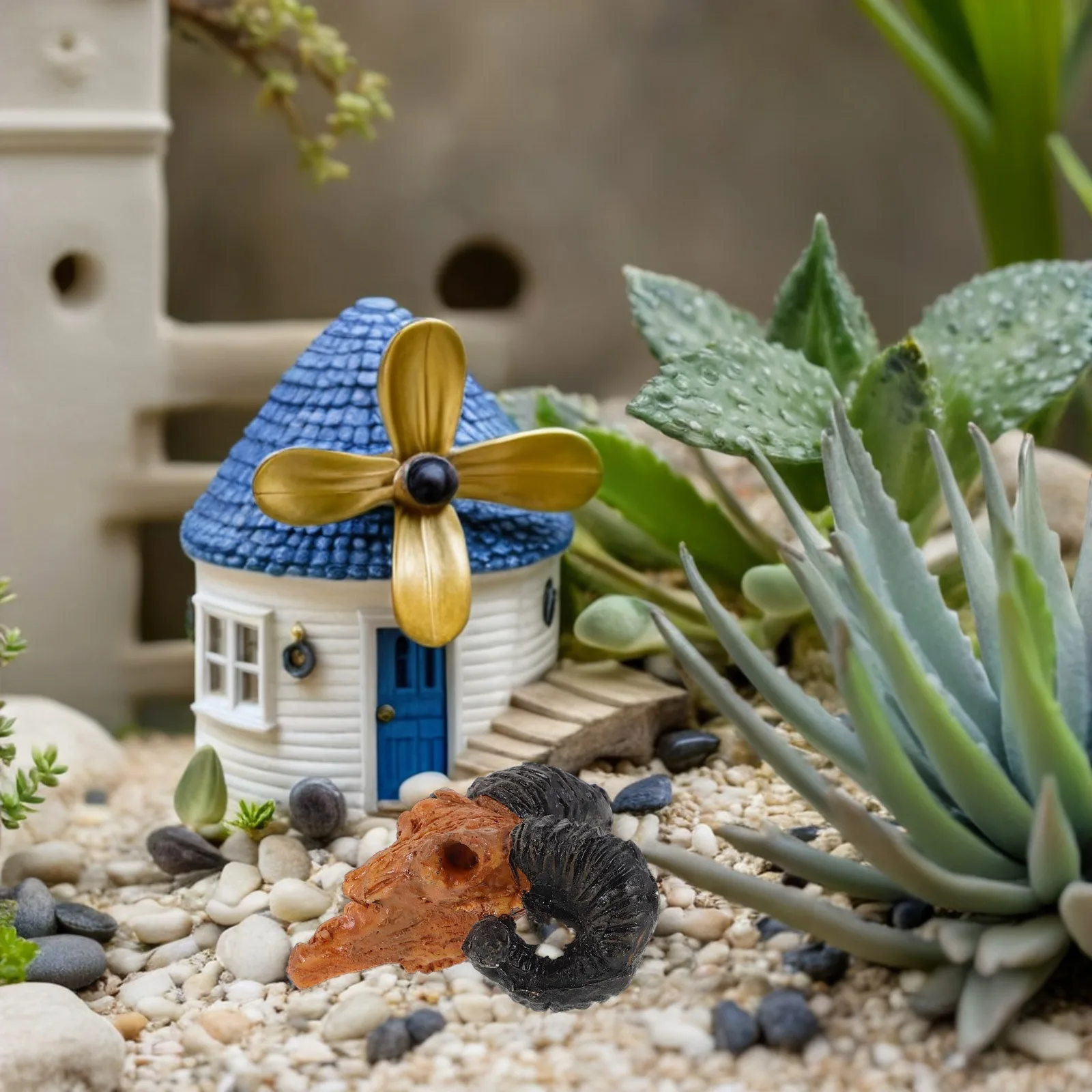 صغيرة الراتنج الماعز الجمجمة رؤساء المشهد الصغير الحيوان الجمجمة التماثيل لجميع القديسين عيد الميلاد الحرف ديكور جدار صغير الفن مايكرو #3