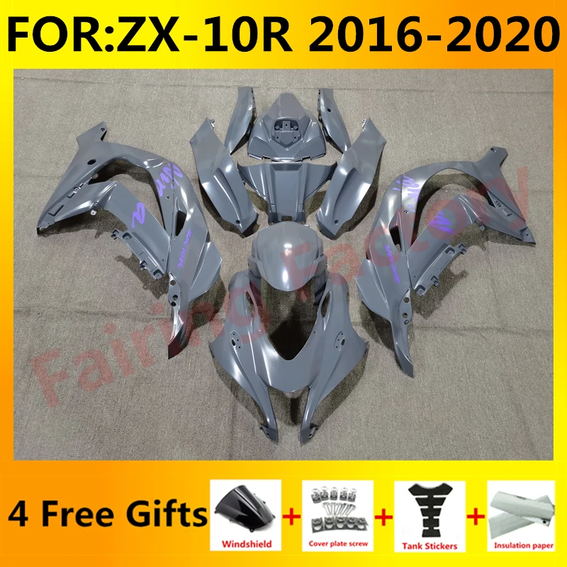 

Новый комплект обтекателей для мотоцикла ABS, подходит для Ninja ZX-10R ZX10R zx 10r 2016 2017 2018 2019 2020, полный комплект обтекателей для кузова, серый