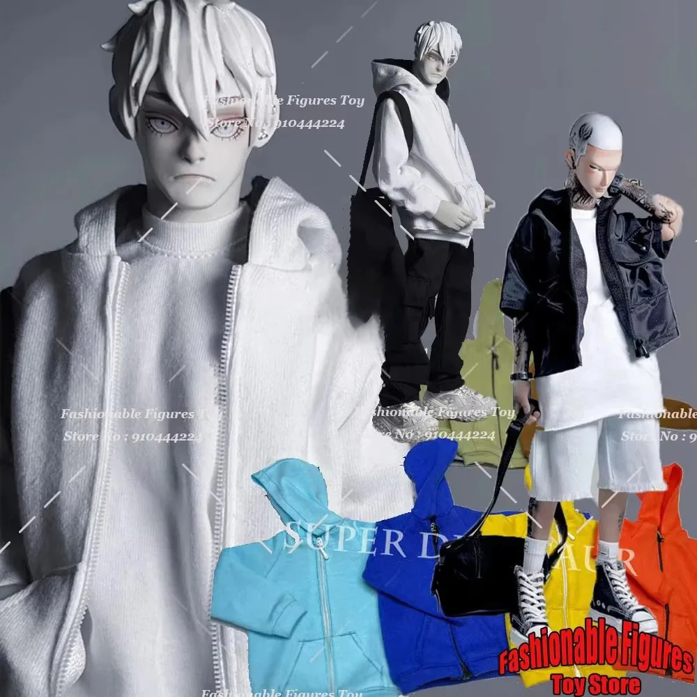 1/6 hombres soldado Sudadera con capucha camiseta chaleco de manga larga chaqueta con cremallera moda niños Top bolso de hombro Accerroryry ajuste 12 "modelo de figura de acción