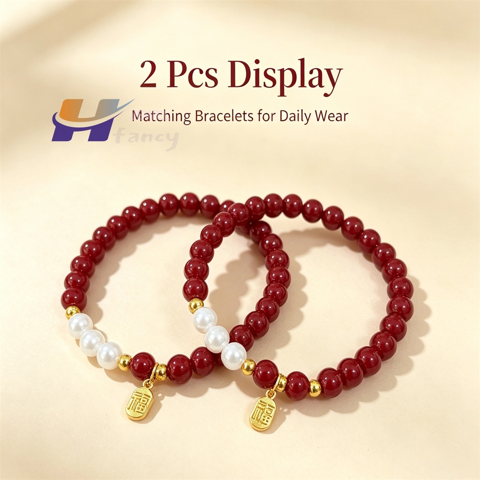 Cinnabar Bracelet For Women Pearl Snake Year Lucky Wrist Ornament Red Beads Gold Fu Pendant Daily Festival Gift For Ladies