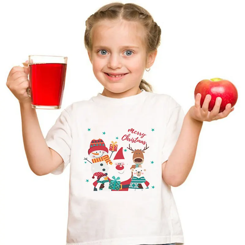 

Christmas T-shirt New Boys and Girls Christmas Dress Up School Class Christmas Clothes Modal Crew-neck T-shirt