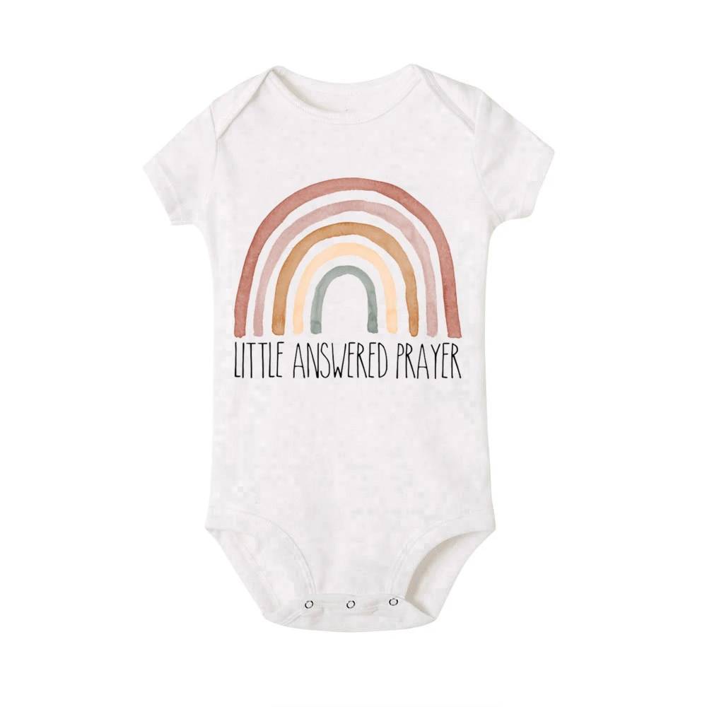 Rainbow Little Answered Prayer Newborn Bodysuit Hospital Coming Home Baby Romper  Infant Shower Gift Baby Announcement Clothes