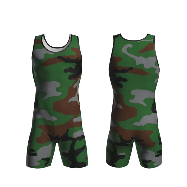 Youth and Adult Wrestling Singlets Camouflage Running Wear Suit USA Triathlon Bodysuit Iron WWE Swimwear Gym Fitness Skinsuit