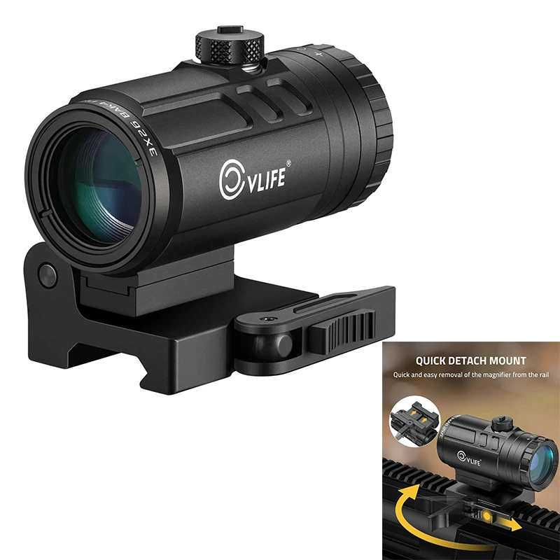 

CVLIFE 3X Red Dot Scope Magnifier with Quick-Release Flip-to-Side Mount Absolute & Lower 1/3 Co-Witness for 21mm Picatinny Rail