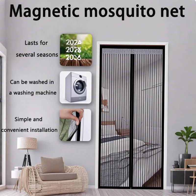 Anti Mosquito Door Curtain Invisible Ventilate Door Screen No Punching Magnetic Automatic Closing Anti Fly Bug Insect Screen