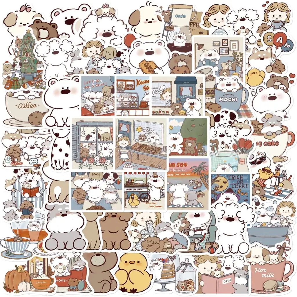 50PCS Cartoon Miiiiichan Bear Stickers Graffiti Waterproof PVC for Water Bottle Laptop Skateboard Scrapbook Luggage Sticker