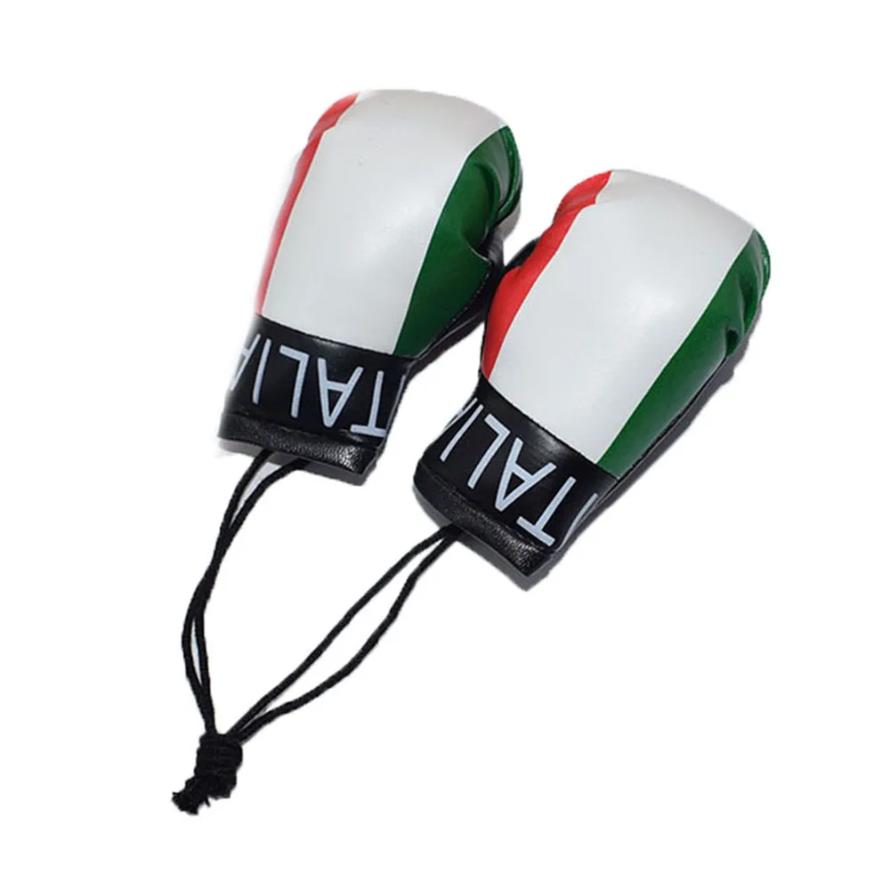 Italy National Flag Boxing Gloves Keychain Hanging Mirror PVC Pendant in Car Accessories Interior Auto Car Decoration Key Chain